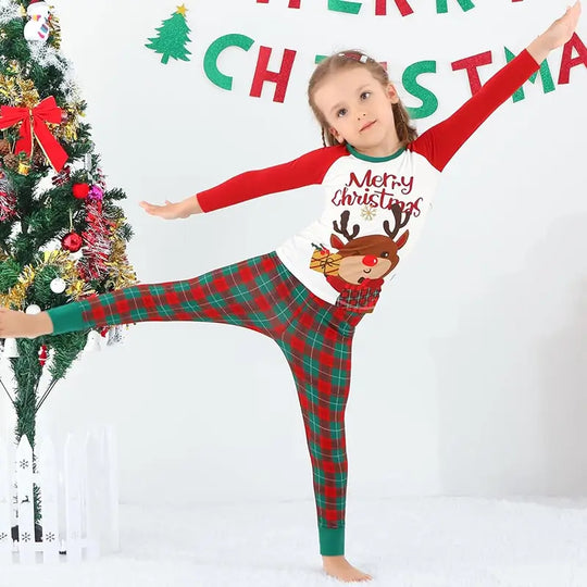 Toddler Girls Christmas Print Plaid Bulk Christmas Pajamas