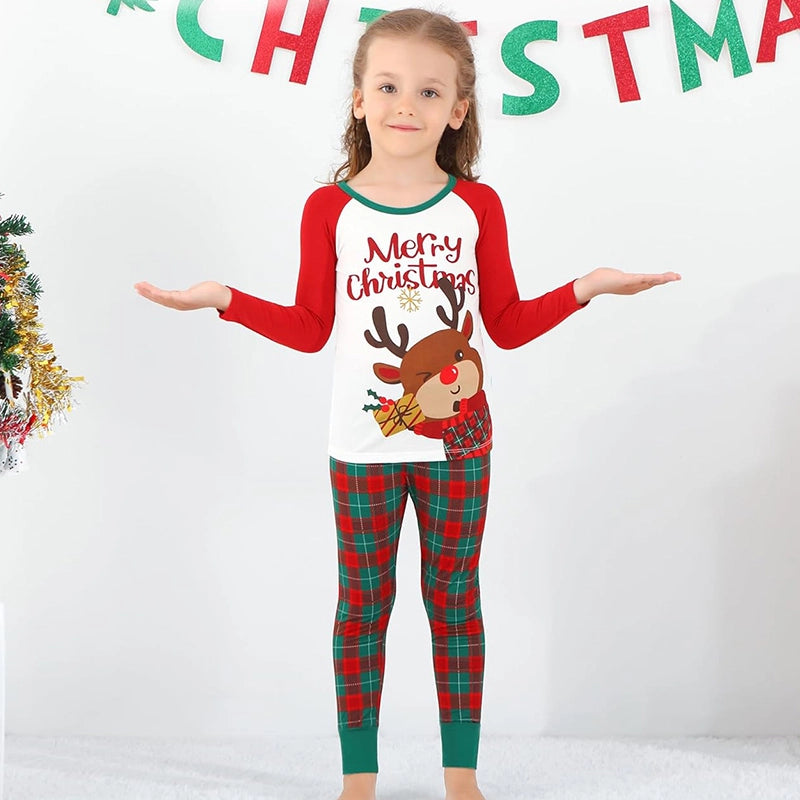 Toddler Girls Christmas Print Plaid Bulk Christmas Pajamas