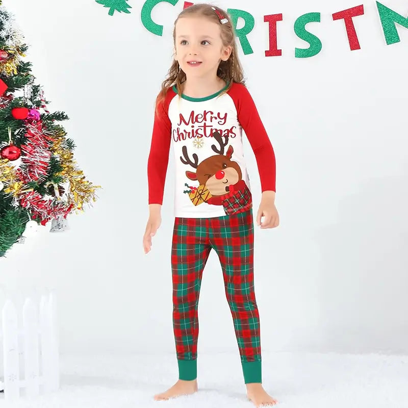 Toddler Girls Christmas Print Plaid Bulk Christmas Pajamas