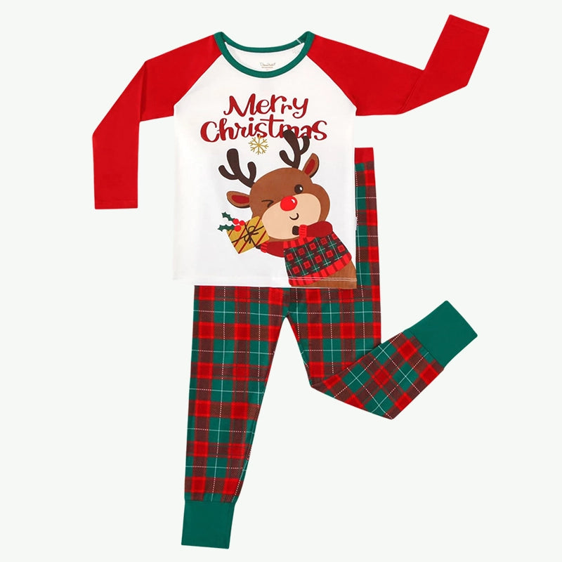Toddler Girls Christmas Print Plaid Bulk Christmas Pajamas