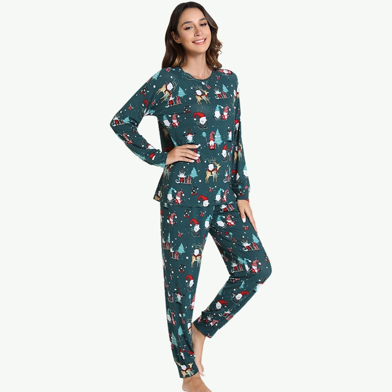 Christmas Elk & Santa Print Wholesale Xmas Pajamas