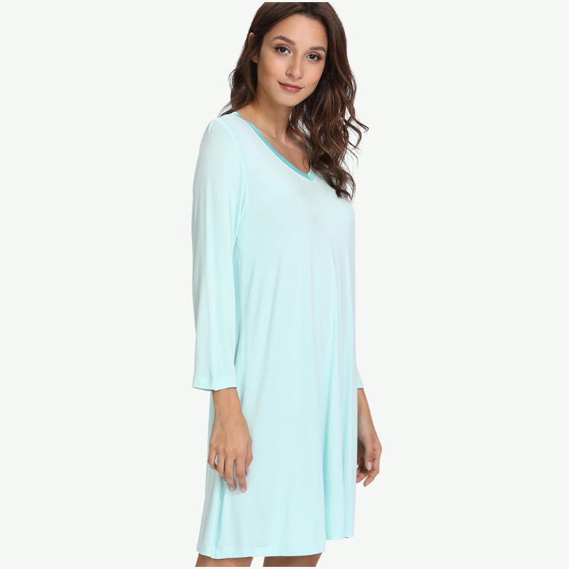 Camisón suave de manga larga para mujer a granel-180322753