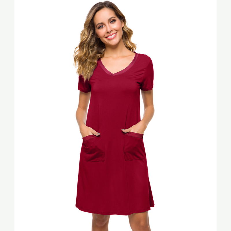 Soft Night Shirt Short Sleeve Sleepwear Bulk-22007002
