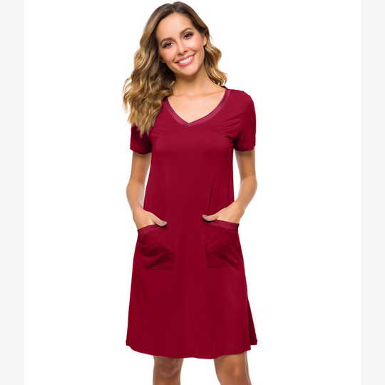 Soft Night Shirt Short Sleeve Sleepwear Bulk-22007002
