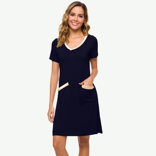Soft Night Shirt Short Sleeve Sleepwear Bulk-22007002