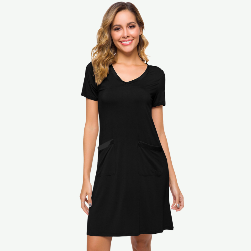 Soft Night Shirt Short Sleeve Sleepwear Bulk-22007002