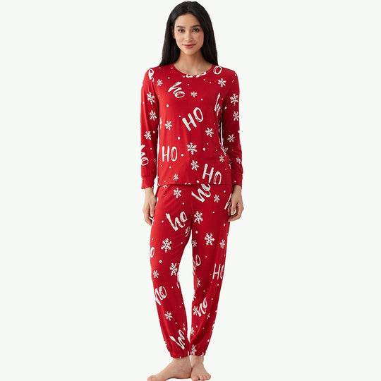 wholesale-red-christmas-pajama-set-ho-ho-ho-print