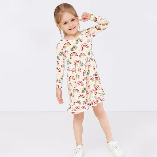Vestido casual de bambú para niñas pequeñas OEM - Fabricante de ropa infantil
