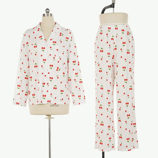 Personalized Womens Cherry Design Bulk Pajama Sets Maker