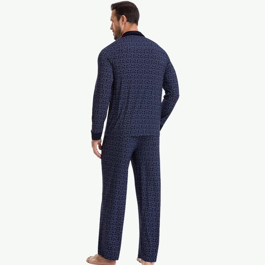 High-Quality Gentlemen Classic Check Navy Tencel Pyjama Set Wholesale Vendors