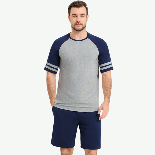Conjunto de pijama de manga corta para hombre a granel-G3820004