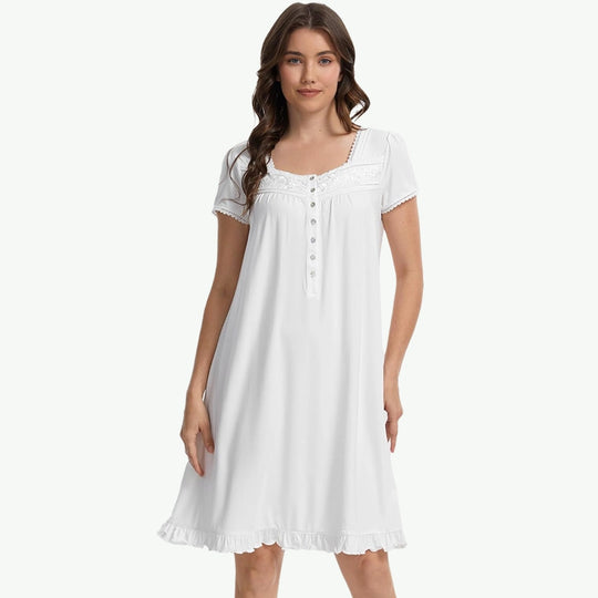OEM Women TENCEL™ Modal Nightgown with Lace Trim – Bulk Soft Sleepwear