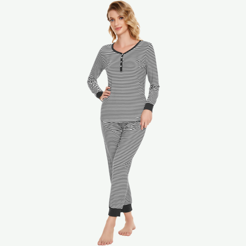 Wholesale Henley Long Pj Set Sleepwear for Women-31182007