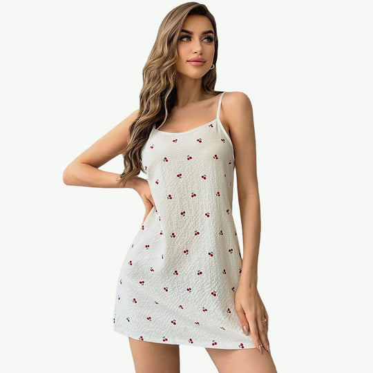 Robe de nuit en mousseline à imprimé cerises OEM - Pajama Business