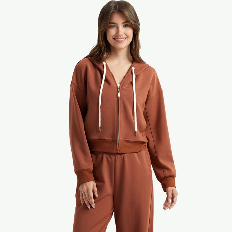 Wholesale Premium Full-Zip Hoodie & Wide Leg Sweatpants Set Supplier