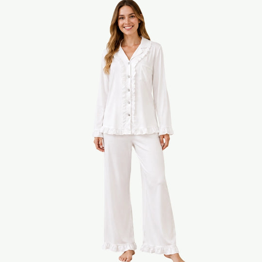 Sustainable TENCEL Modal Ruffled Button-Down Pjs Set Wholesale Vendors