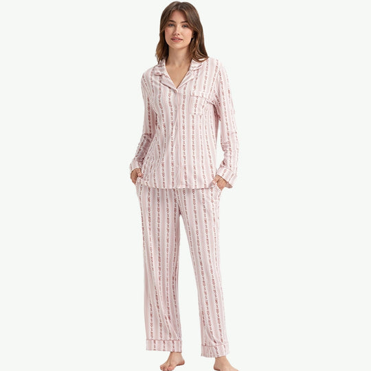 High-Quality OEKO-TEX Modal Cotton Stripe Ladies Pyjama Set Vendors