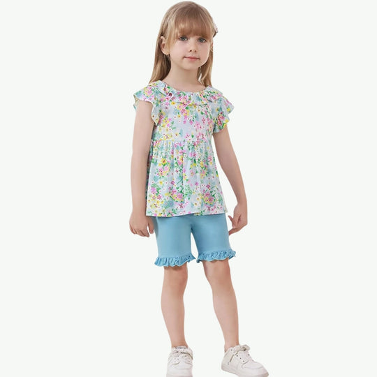 Toddler Girls Summer Tank Top and Shorts OEM Kids Loungewear Wholesale