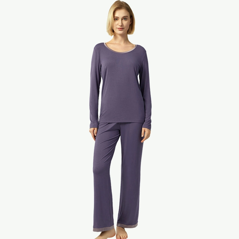 Pijamas de bambú al por mayor Conjuntos de pijamas lisos para mujer