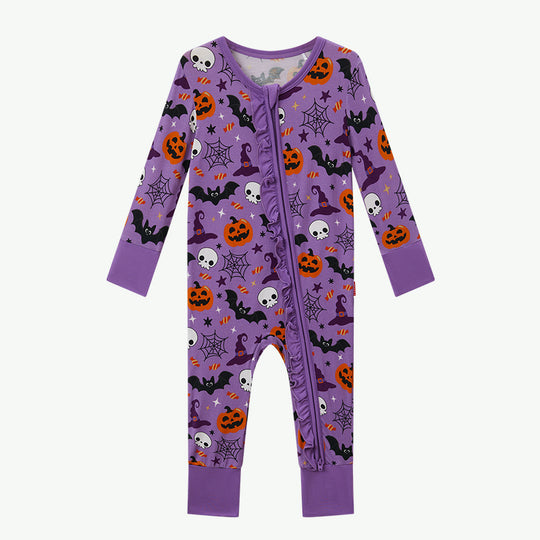 Fabricant de vêtements pour bébé à fermeture éclair imprimés Halloween en vrac