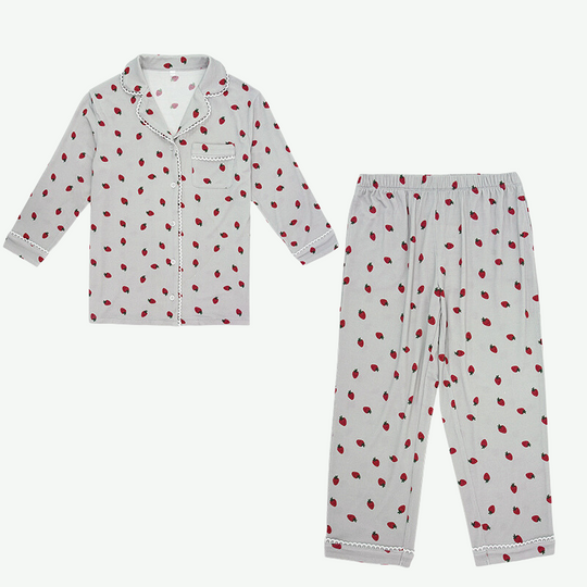 Conjunto de pijama largo con ribetes estampados para niños a granel - 2315580067