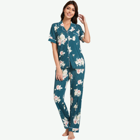 Ladies Floral Printed Knitted Pjs in Bulk-2315500052