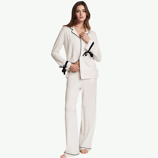 Ensemble pyjama long en velours doux, vêtements de nuit en Tencel, vente en gros