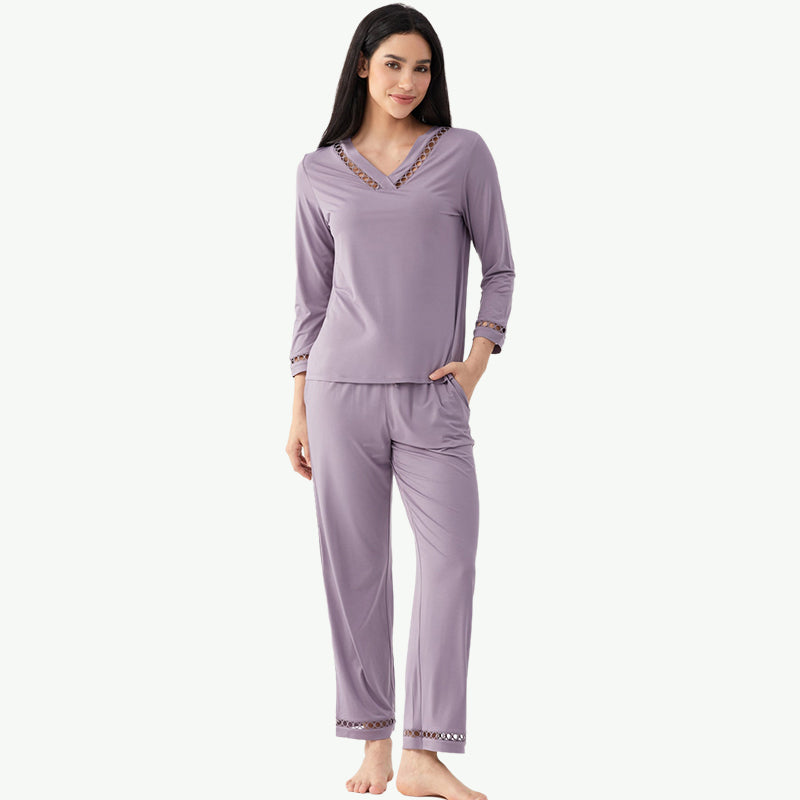 OEM Women Long Loungewear Elegance Cutout Detail Sleepwear Wholesale