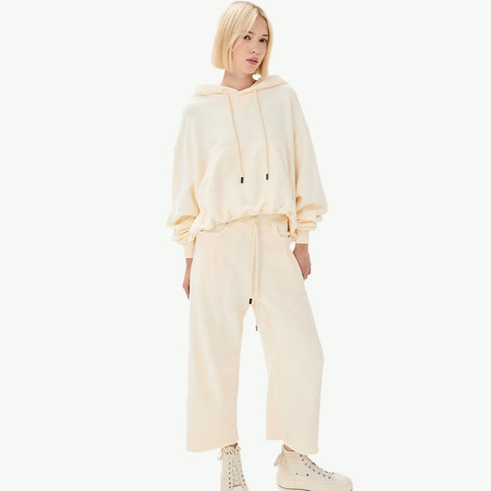 Custom Organic Cotton Cropped Hoodie Lounge Sets Wholesale Supplier