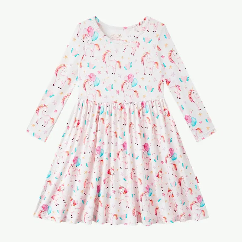 Spring Long-Sleeve Girls Baby Custom Bamboo Twirl Dress Manufacturers
