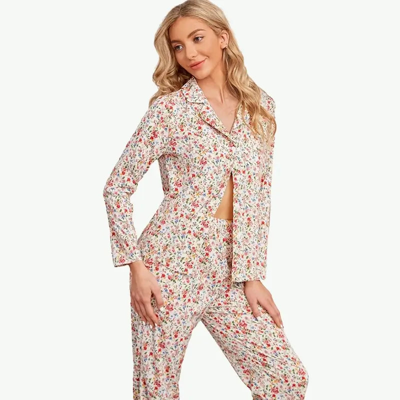 Private Label Ditsy Floral Women's Nightwear Set Manufacturing Plant