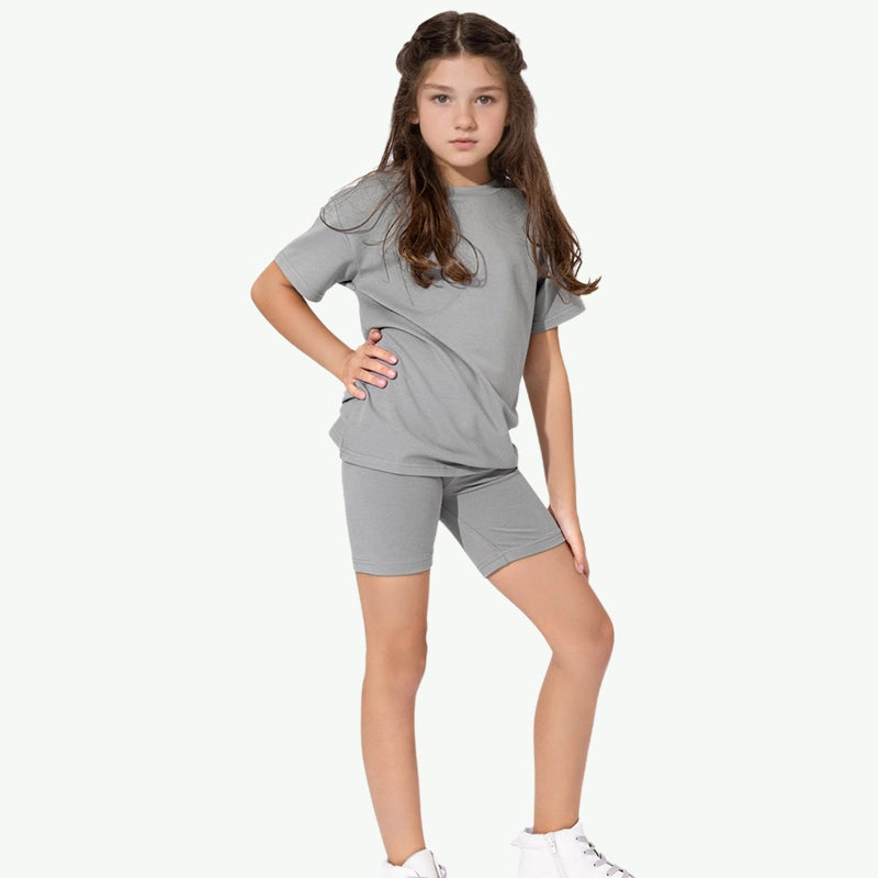 Bamboo Cotton Kids Oversized Tee & Biker Short Set Bulk Buy PJ