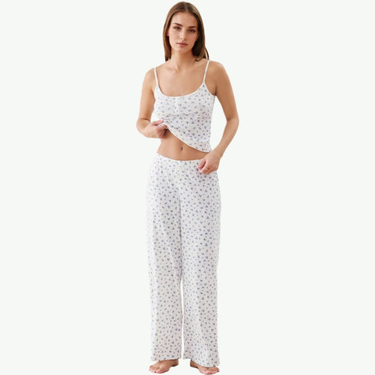 Personalized Vintage Floral Pointelle Cami Pyjama Set Supplier