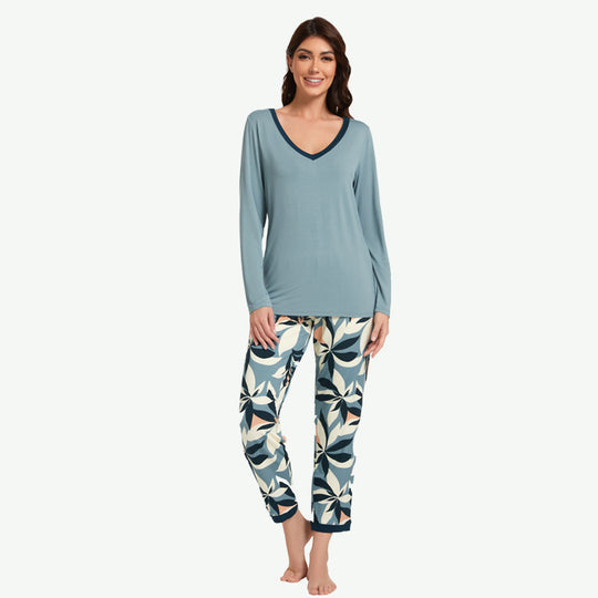 Pijama de bambú para mujer con estampado floral personalizado - 2311740049