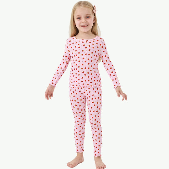 Customized Bulk Bamboo Ribbed Girls Childrens Pjs Wholesale