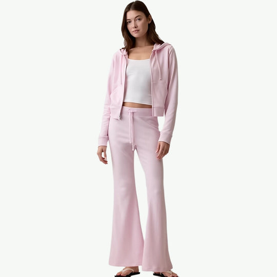 Women Slim Fit Zip-Up Top & Flare Legging Bulk Loungewear Manufacturers