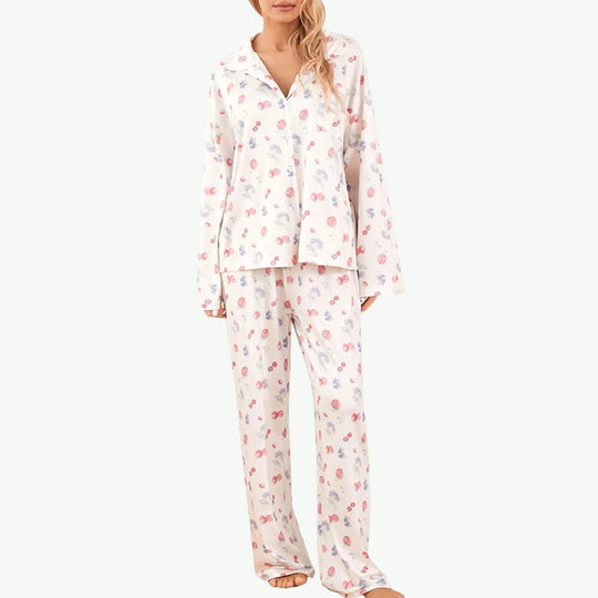 Pijamas de algodón al por mayor y al por mayor con estampados para mujer