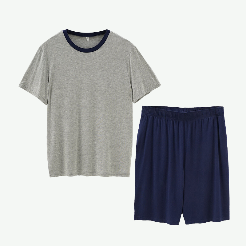 Conjunto corto de pijama de bambu para hombre 2214980129 Saright Garment Custom Sleepwear Loungewear Manufacturer