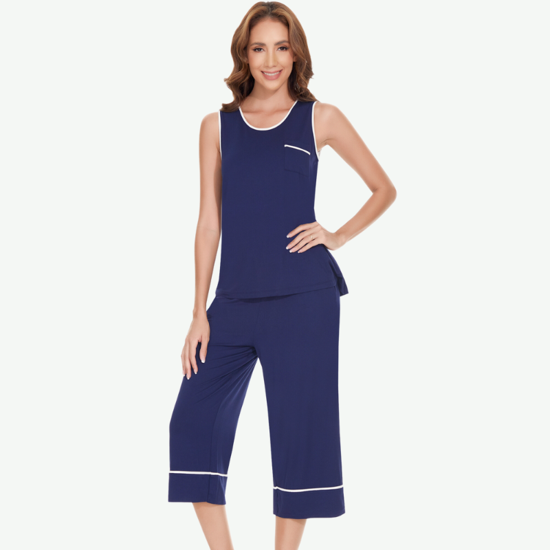 Conjunto de pijama con camiseta sin mangas para mujer al por mayor - G3720020