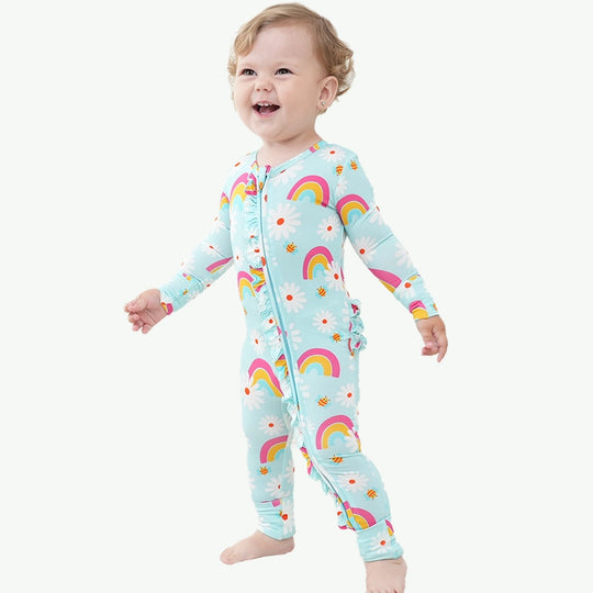 Rainbow Daisy Print TENCEL™ Modal Wholesale Baby Onesies Vendors