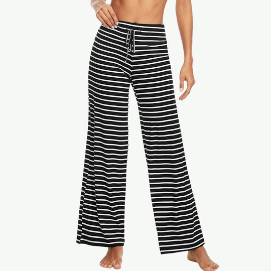 Fabricante mayorista de pantalones de pijama suaves a rayas para mujer
