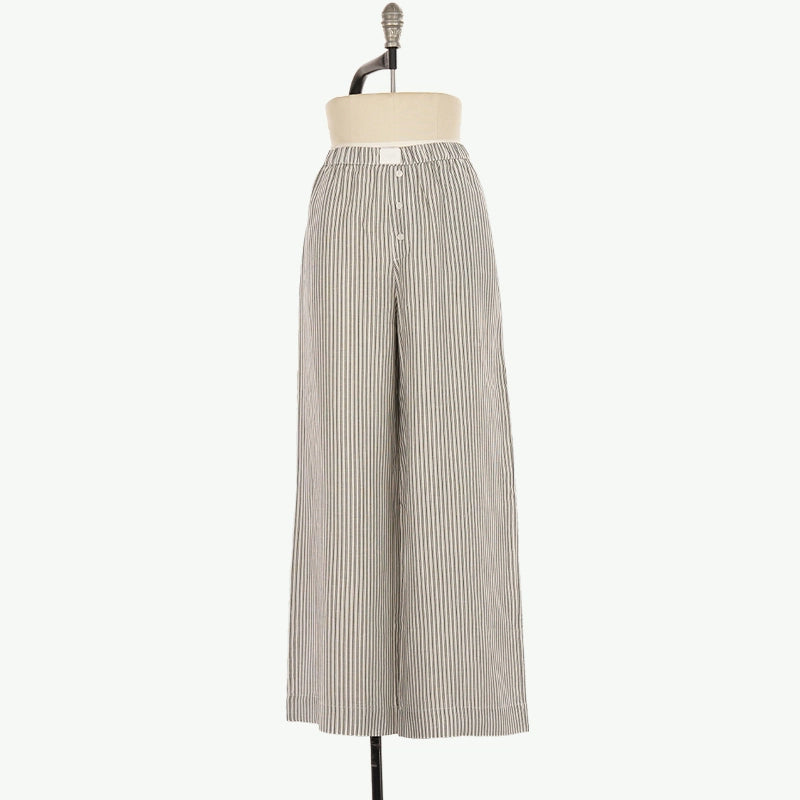 Yarn-dyed Valley Stripe Wide Leg Lounge Pants Wholesale Pajama Pants