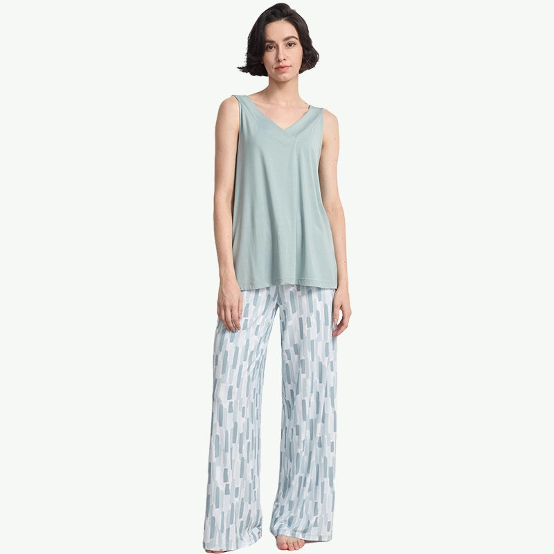 Bamboo Viscose Sleeveless Tank Top with Soft Pants Loungewear Set Vendors