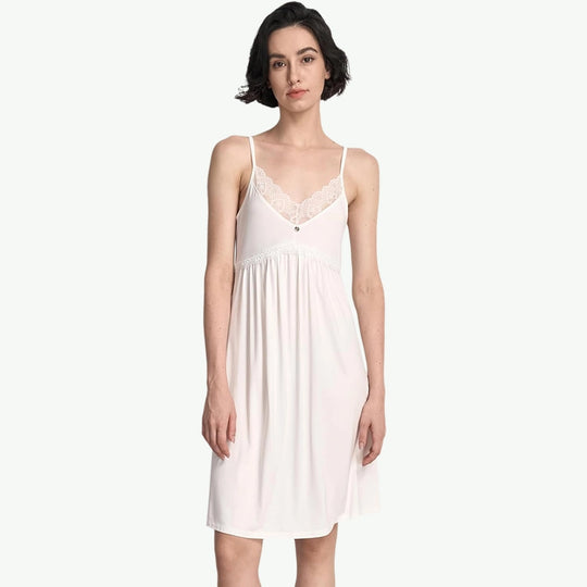 OEM Women V-Neck Full Slip Nightdress Lace Sleepwear Vendors