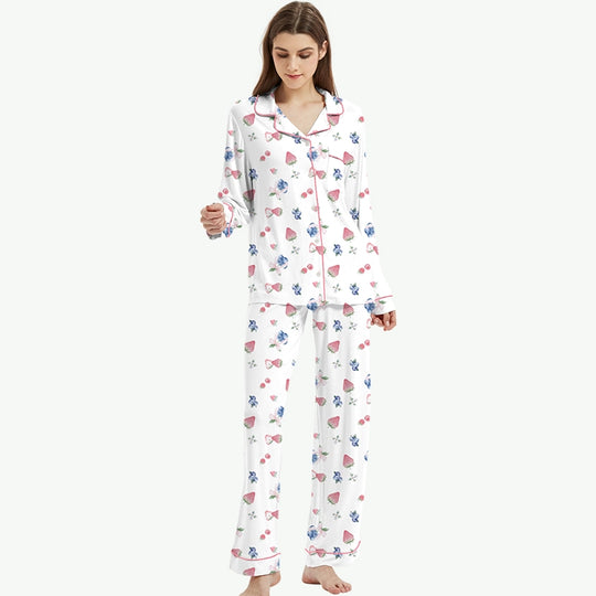 Custom Fruit Print Women Sleepwear from Bamboo Pajama Manufacturer