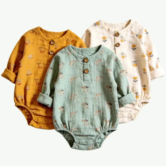 Wholesale Baby Muslin Romper - Custom Double Gauze Cotton Bodysuit Supplier