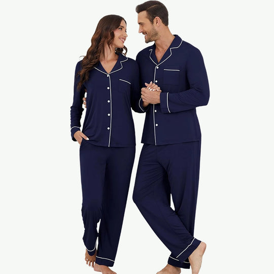 OEM Wholesale Bamboo Soft Buttons Matching Pj Set for Couples