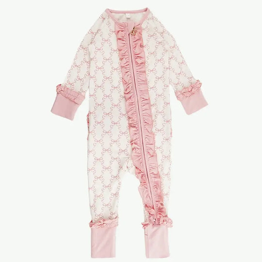 Custom Bow Bamboo Baby Long Sleeves Romper Zippy Wholesale