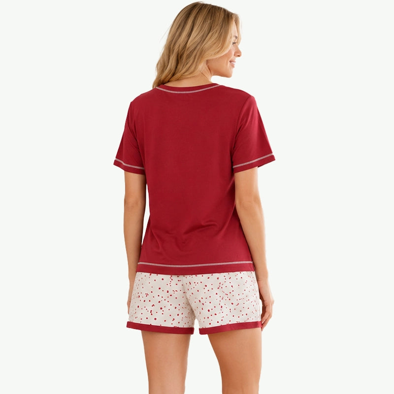 Women Printed Summer Pajama Set in Bulk-2215570073