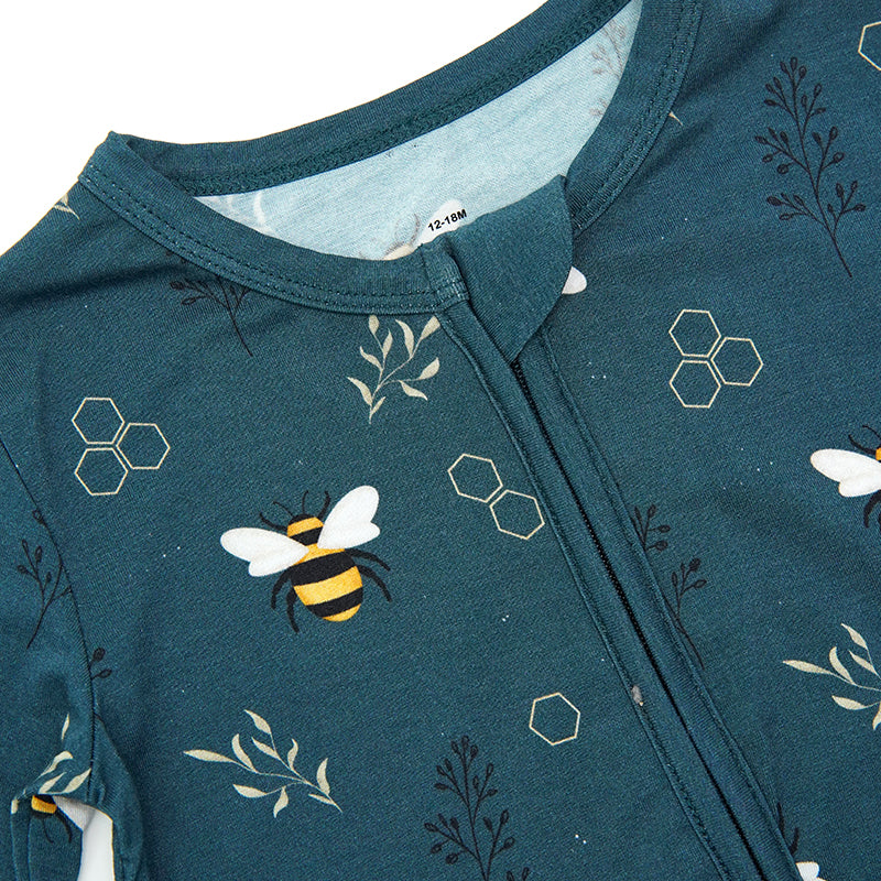 Pyjama en bambou imprimé abeille pour nouveau-né, vente en gros - 2311820294
